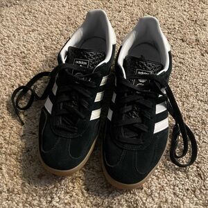 Adidas Gazelle Black Suede Sneakers with White Stripes